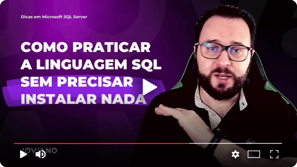 Capa da aula sobre praticar SQL sem instalar programas.