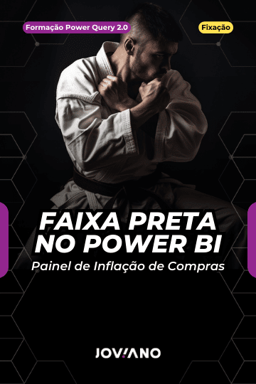 Capa do curso Faixa Preta no Power BI sobre painel de inflação de compras.