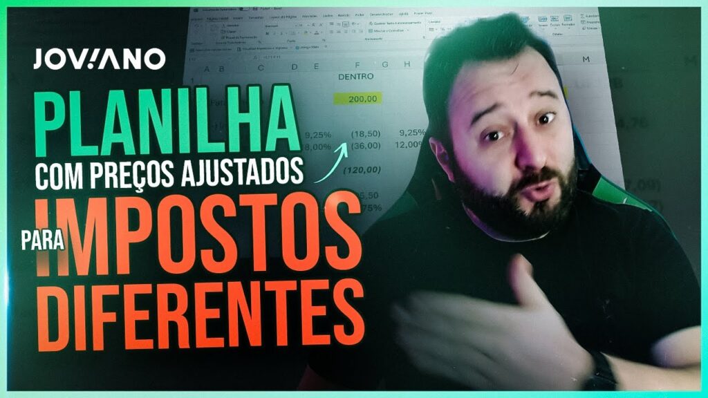 Capa da aula com Joviano sobre reajustar preços com diferentes taxas no Excel.