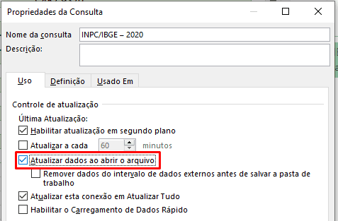 Excel - Atualizar Dados ao Abrir o Arquivo
