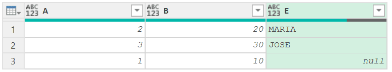 tabela no power query